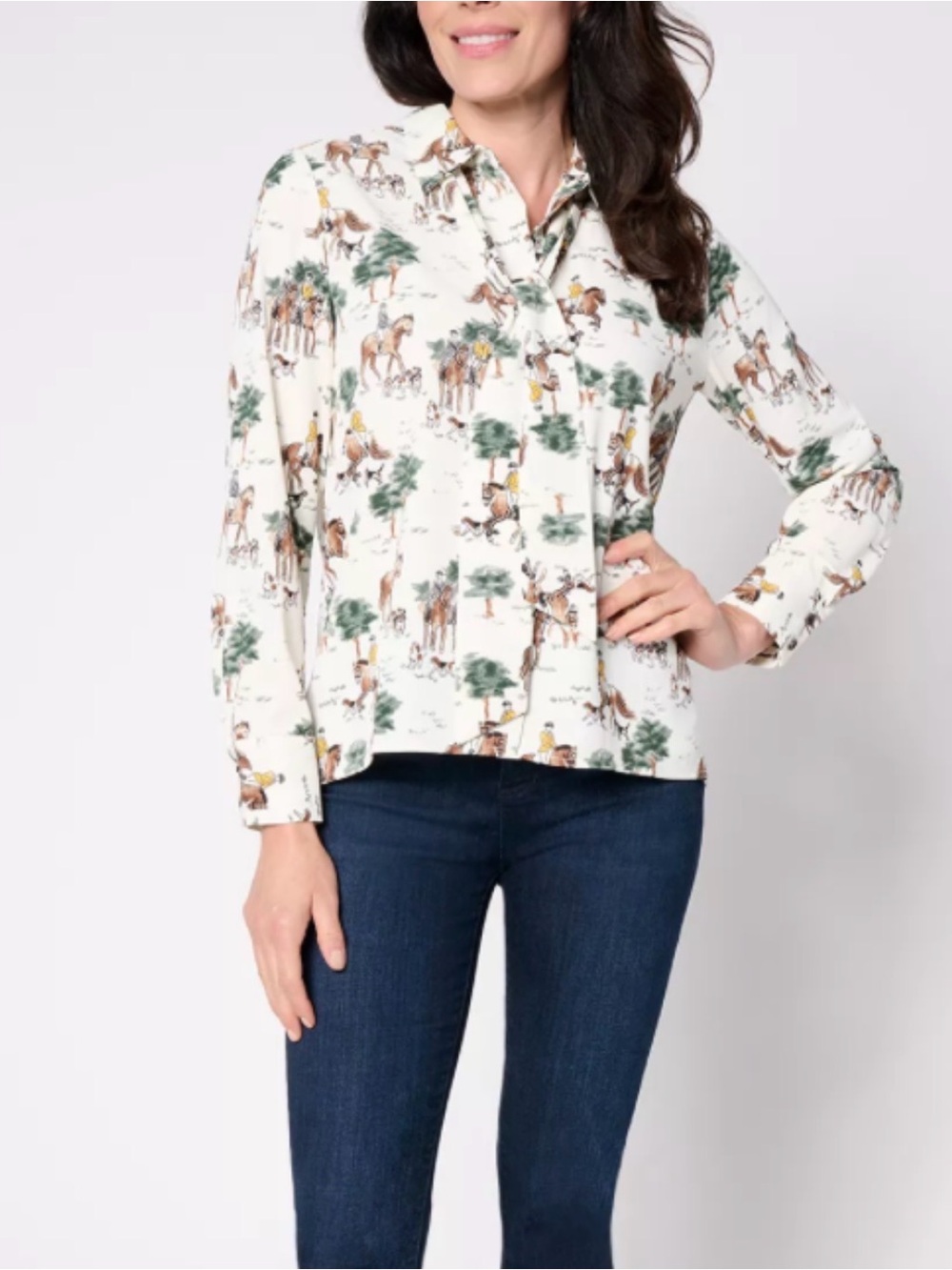 Studio Park x Shawn Killinger Horse & Hounds Equestrian Top NEW! Oversized - Picture 3 of 10
